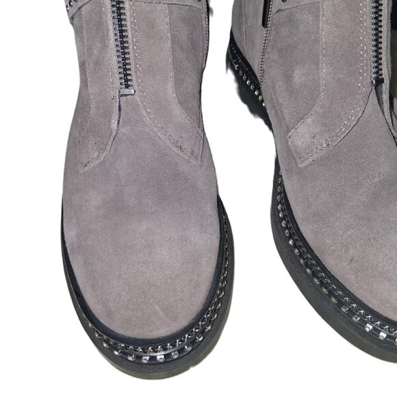 Vince Camuto Gray Suede Studded Moto Ankle Boots | Size 8 - Picture 3 of 8